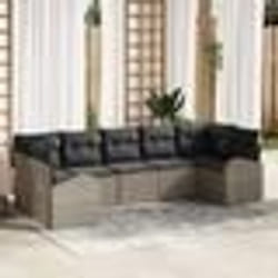vidaXL Ensemble de canapé de jardin 7 pièces avec coussins en poly rotin gris