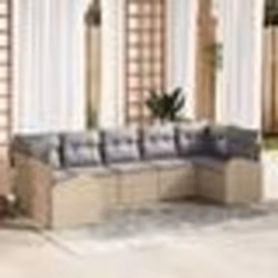 vidaXL Ensemble de canapé de jardin 7 pièces avec coussins en poly rattan beige