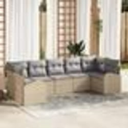 vidaXL Ensemble de canapé de jardin 7 pièces avec coussins en poly rattan beige