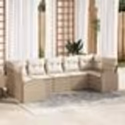 vidaXL Ensemble de jardin 7 pièces avec coussins Beige Poly Rotin