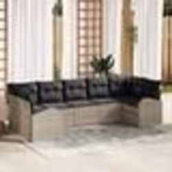vidaXL Ensemble de sofa de jardin 7 pièces avec coussins gris clair en poly rotin