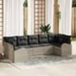 vidaXL Ensemble de sofa de jardin 7 pièces avec coussins gris clair en poly rotin