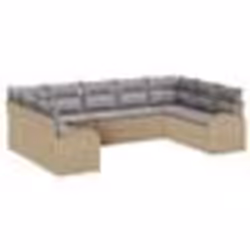 vidaXL Ensemble de Canapé de Jardin 9 Pièces avec Coussins Beige Poly Rattan