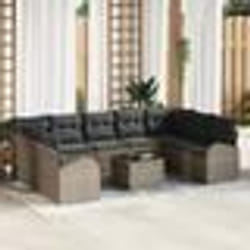 vidaXL Ensemble de Canapé de Jardin 9 Pièces avec Coussins Noir en Rattan