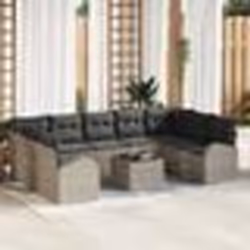 vidaXL Ensemble Canapé Jardin 10 Pièces avec Coussins en Rattan Gris