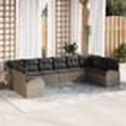 vidaXL Canapé de jardin 10 pièces avec coussins en poly rotin gris
