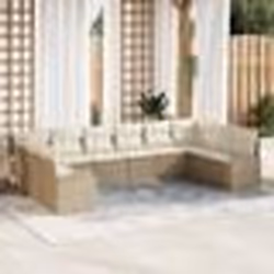 vidaXL Ensemble de canapé de jardin en 10 pièces avec coussins - Rattan Poly Beige