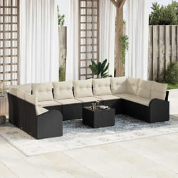 vidaXL Ensemble de Canapé de Jardin 10 Pièces avec Coussins en Rattan Poly Brown