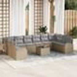 vidaXL Canapé de jardin 11 pièces avec coussins en rattan poly noir