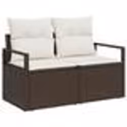 Ensemble de canapé de jardin 3 pièces avec coussins marron poly rattan