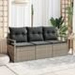 vidaXL Ensemble de Canapé de Jardin 3 Pièces avec Coussins en Rattan Poly Gris
