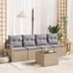 Ensemble de canapé de jardin 5 pièces avec coussins Beige Poly Rotin