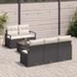 vidaXL Ensemble de Canapé de Jardin 6 Pièces avec Coussins Rattan Noir