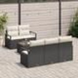 vidaXL Ensemble de Canapé de Jardin 6 Pièces avec Coussins Rattan Noir