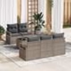 Ensemble de Canapés de Jardin vidaXL 6 Pièces avec Coussins Gris en Rattan Poly