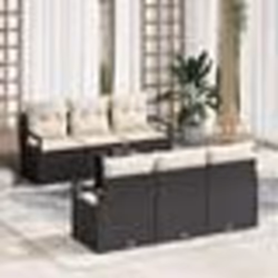 Ensemble de Canapé de Jardin vidaXL 7 Pièces avec Coussins Noir Poly Rattan