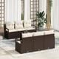 Ensemble de canapé de jardin 7 pièces avec coussins marron