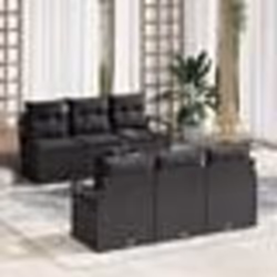 Ensemble de canapé de jardin vidaXL 7 pièces avec coussins noir poly rotin