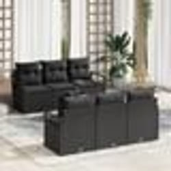 Ensemble de canapé de jardin vidaXL 7 pièces avec coussins noir poly rotin