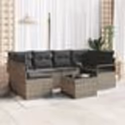Set de canapé de jardin 7 pièces avec coussins gris poly rattan