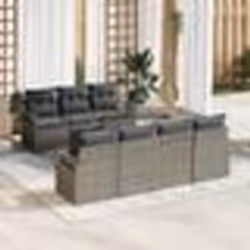 vidaXL Ensemble de canapé de jardin 8 pièces avec coussins gris - Rattan poly