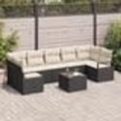 Set de canapés de jardin 8 pièces vidaXL avec coussins Noir Poly Rattan