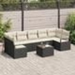 Set de canapés de jardin 8 pièces vidaXL avec coussins Noir Poly Rattan