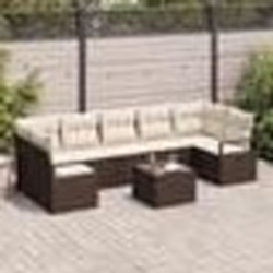 vidaXL Ensemble de salon de jardin 8 pièces avec coussins Marron Poly Rattan
