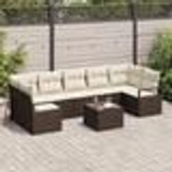 vidaXL Ensemble de salon de jardin 8 pièces avec coussins Marron Poly Rattan