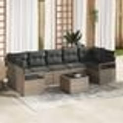 Ensemble de Canapés de Jardin de 8 Pièces avec Coussins Gris Rattan