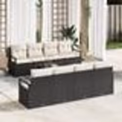 Ensemble de sofa de jardin de 9 pièces avec coussins noir poly rotin