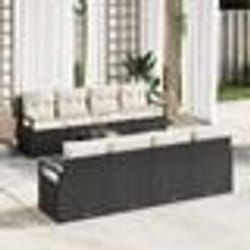 Ensemble de sofa de jardin de 9 pièces avec coussins noir poly rotin