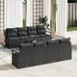 Ensemble de Sofa de Jardin 9 Pièces avec Coussins Noir Poly Rattan