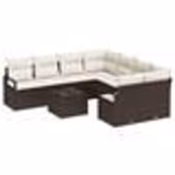 Set de canapés de jardin 9 pièces vidaXL avec coussins en poly rattan marron