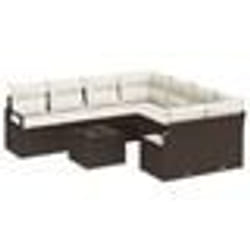 Set de canapés de jardin 9 pièces vidaXL avec coussins en poly rattan marron