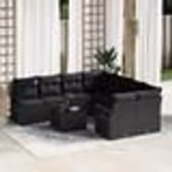 Ensemble de Canapé de Jardin 9 pièces vidaXL avec coussins Noir Poly Rattan