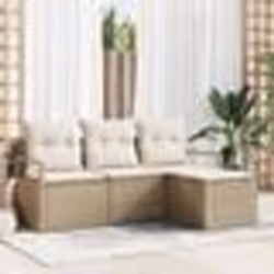Ensemble de Canapés de Jardin vidaXL 4 pièces avec Coussins Beige Rattan Poly