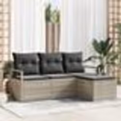 Set de canapé de jardin vidaXL 4 pièces avec coussins Gris clair Rattan poly