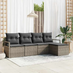 vidaXL Ensemble de canapé de jardin 5 pcs Gris Poly rotin