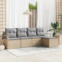 Ensemble De Canapé De Jardin 5 Pcs Beige Poly Rotin Vidaxl