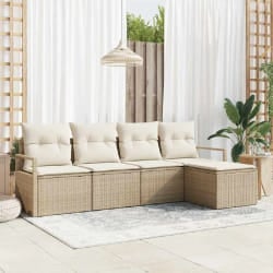 vidaXL Ensemble de canapé de jardin 5 pcs Beige Poly rotin