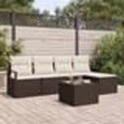 Ensemble de canapé de jardin 5 pièces avec coussins gris en rotin