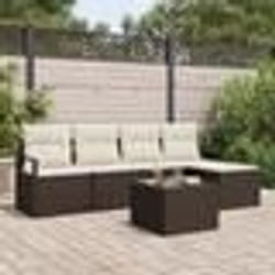 Ensemble de canapé de jardin 5 pièces avec coussins gris en rotin