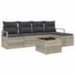 Ensemble de canapés de jardin vidaXL 6 pièces avec coussins gris en rotin