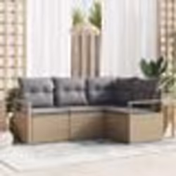 vidaXL Ensemble de Canapé de Jardin 4 Pièces avec Coussins Beige Poly Rotin