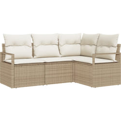 Ensemble canapé jardin 4 pièces avec coussins Beige Rotin Synthétique vidaXL