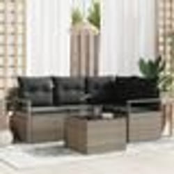 Ensemble de canapé de jardin de 4 pièces avec coussins en poly rotin noir