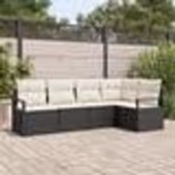 Ensemble de Canapé de Jardin de 5 Pièces avec Coussins Rattan Poly Noir