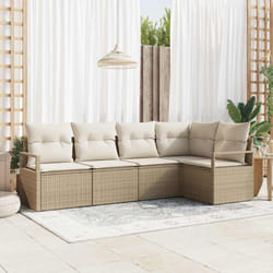 Vidaxl - Ensemble De Canapé De Jardin 5 Pcs Beige Poly Rotin