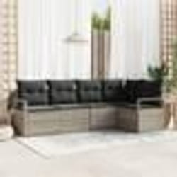 Ensemble de canapé de jardin vidaXL 5 pièces avec coussins gris clair rattan